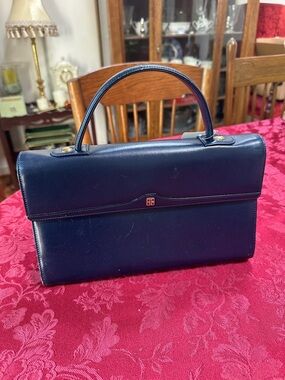 Givenchy Blue Leather East West Top Handle Bag